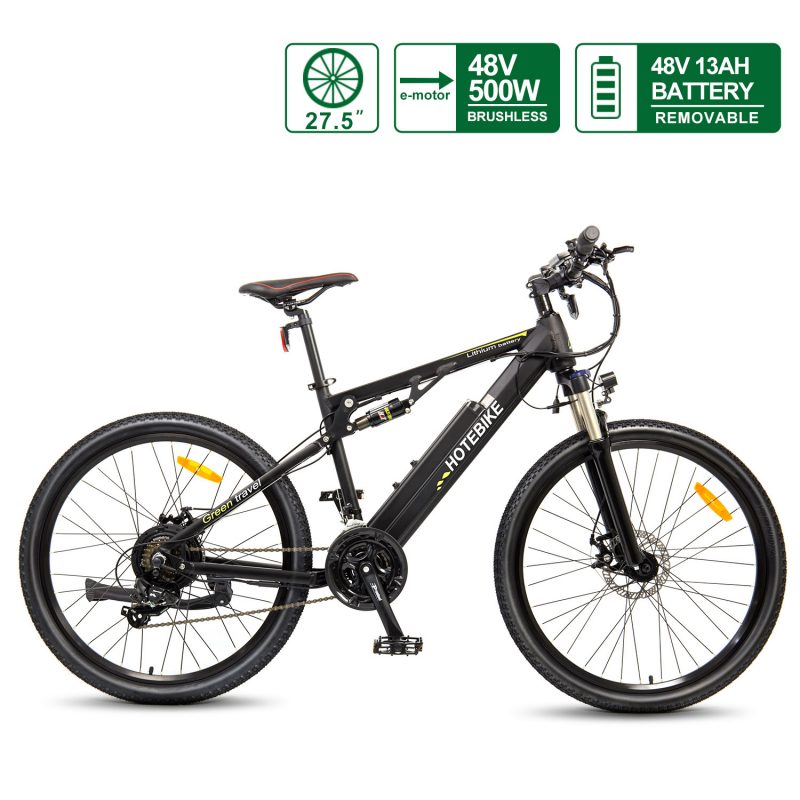 Pilnas piekares elektriskais kalnu velosipēds 27.5 x 2.35 collu 48 V 750 W noņemams akumulators