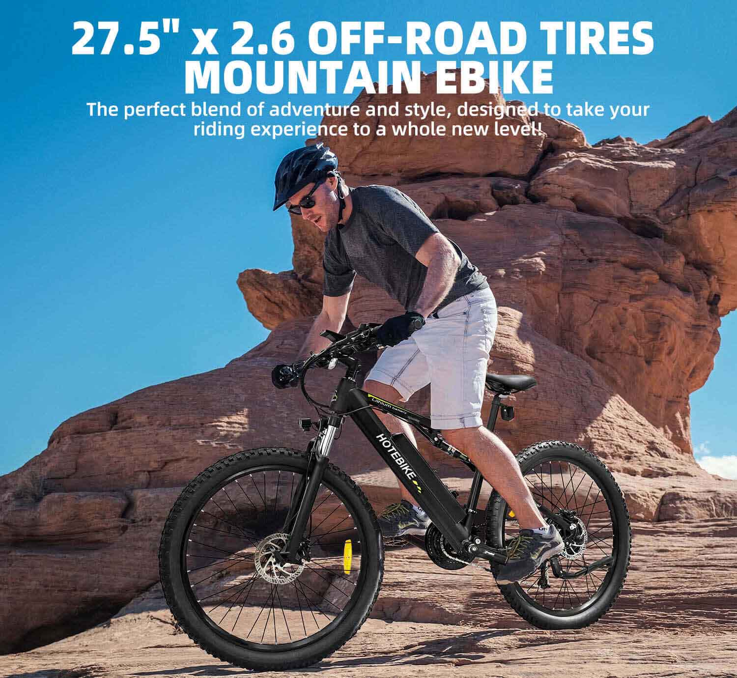 Suspension Full 27.5” x 2.6″ Tire Electric Mountain Bicycle