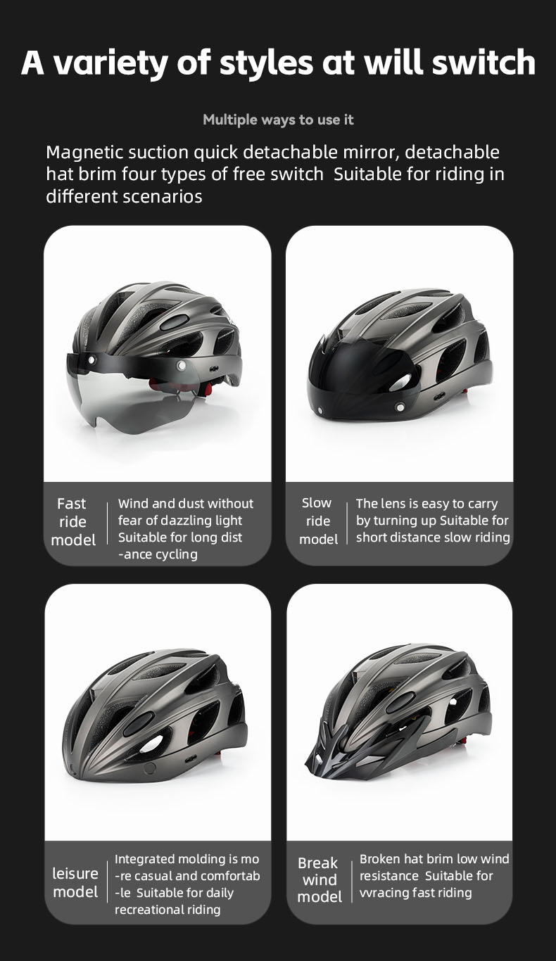 Bicycle Helmet Integrally-molded Bike Helmet Removable Lens - Cycling Helmet - 9