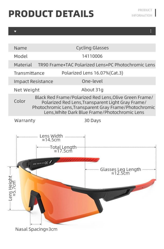 Sports Sunglasses Polarized Adjustable Nose Support Eyewear Goggle - Cycling Glasses - 2