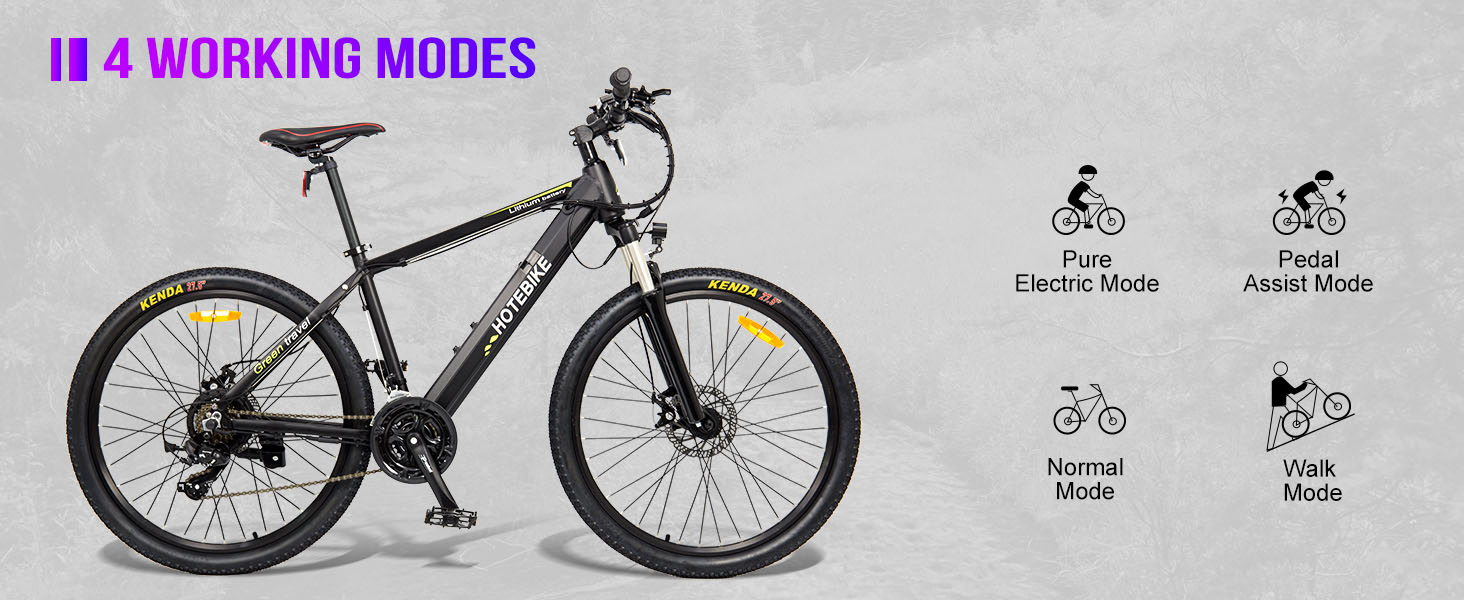 HOTEBIKE Electric Bike fun Agbalagba pẹlu 36V 10AH Yiyọ Farasin Batiri, Electric Mountain Bike 26"/27.5" Ebike fun Awọn Obirin Awọn Ọkunrin, 350W(Peak 500W) keke Itanna pẹlu Ọjọgbọn 21 Awọn Gira Iyara