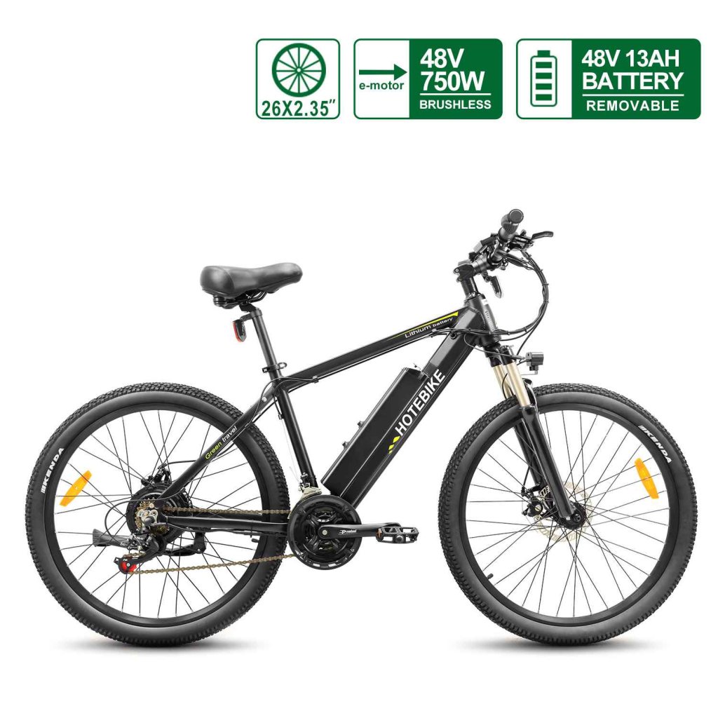 Motor máis potente de 750 vatios para bicicleta eléctrica de 26 polgadas, batería de 48 V 13 Ah