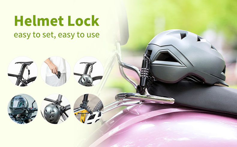 Bike Helmet Lock 4 Digit Little Bike Lock Cable Retractable Luggage Lock