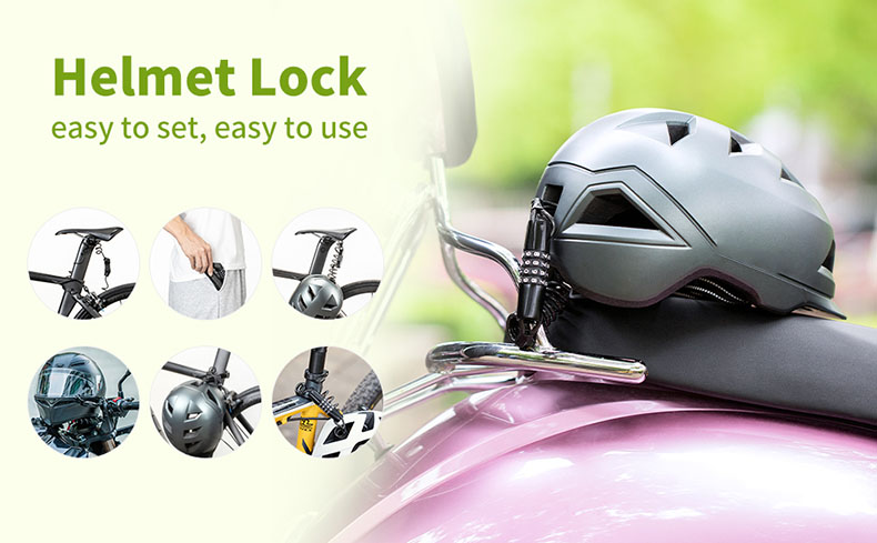 Bike Helmet Lock 4 Digit Little Bike Lock Cable Retractable Luggage Lock - Bike Lock - 1