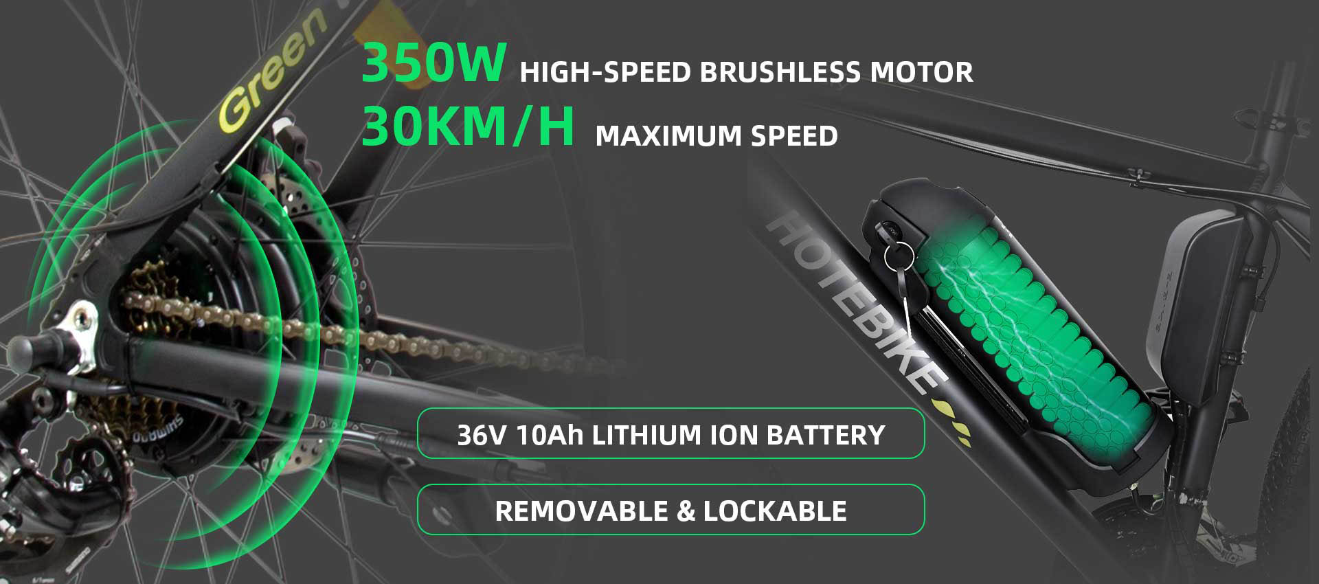 HOTEBIKE Bike Elettriku għall-Adulti, Bike tal-Muntanji Elettriku ta '30km/h 26" 350W(Peak 500W) Biċikletta Elettrika Commuter Ebike, Batterija 36V 10AH li tista' titneħħa, 21 Veloċità Professjonali Gears LCD Display