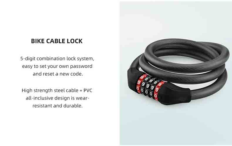 5 Digit Combination Bike Lock Specialized Bike Lock Cable 47 Inch Bike Wheel Lock - Bike Lock - 1