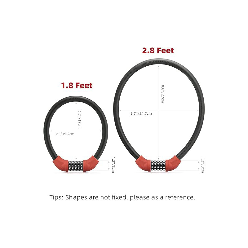 Candado portátil de combinación con cable lixeiro de díxitos para bicicleta