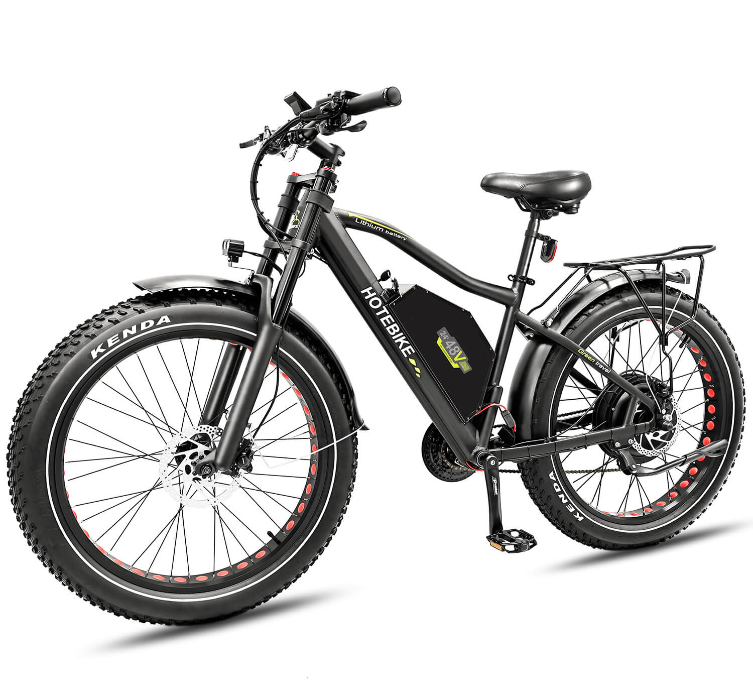 26″ 1000W Fat Tire Ebike for Adults 48V 24Ah Removable Battery