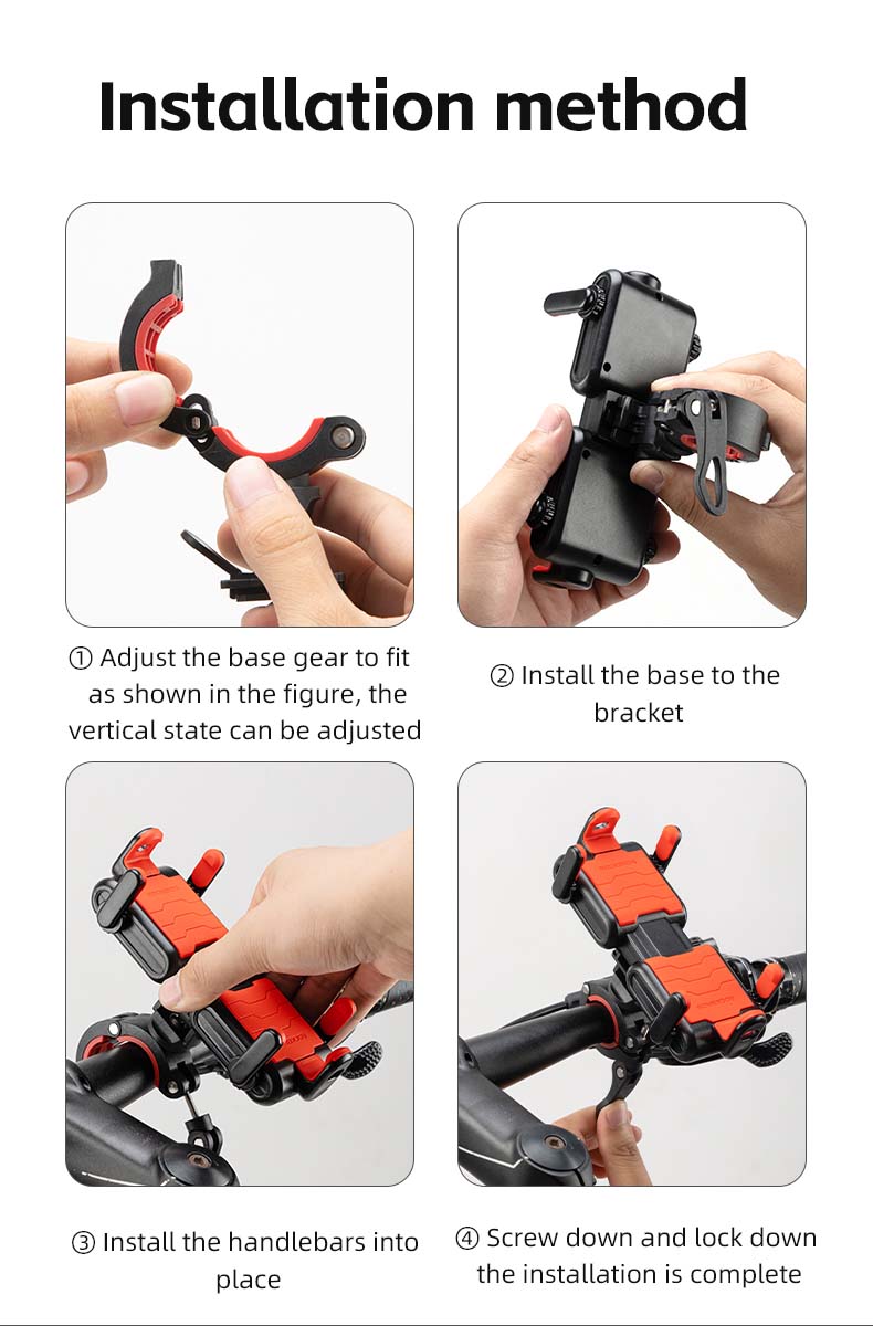 Detentur tat-Telefon Aġġustabbli għal Bike Mount Handlebar Clip għal Bicycle Scooter