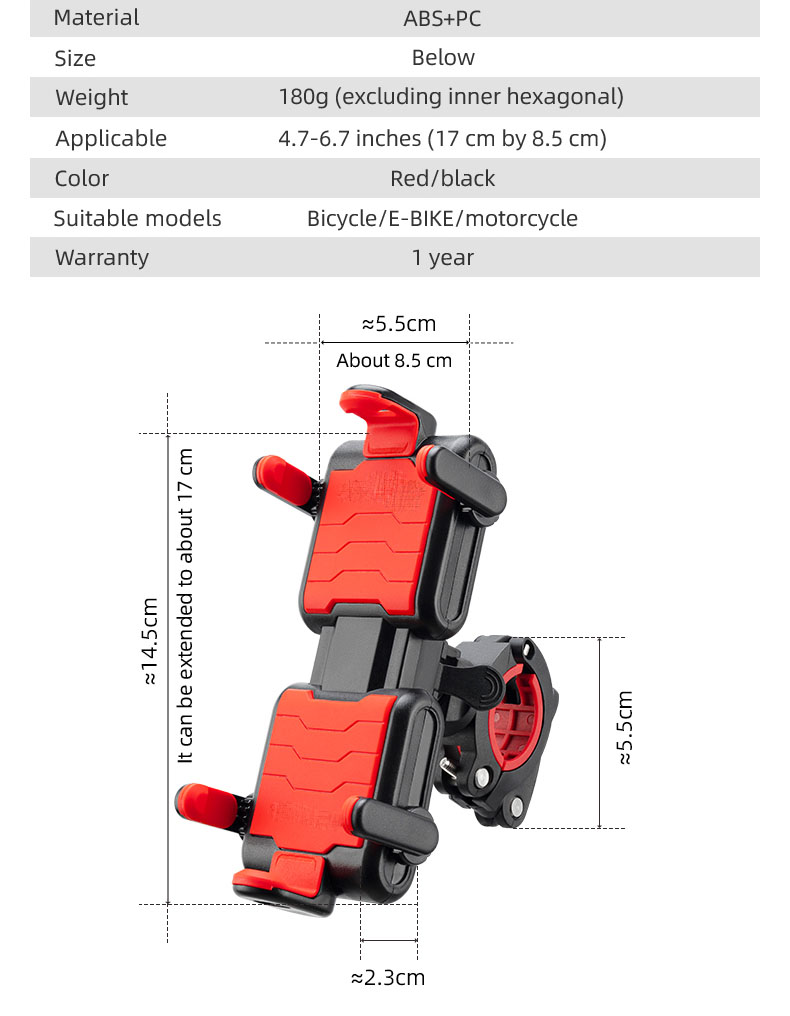 Detentur tat-Telefon Aġġustabbli għal Bike Mount Handlebar Clip għal Bicycle Scooter