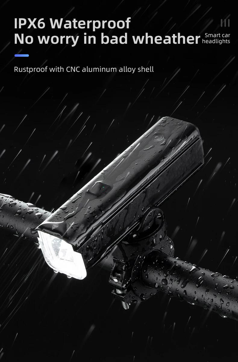 Bicycle Brake Light 1500LM 5500mAh IPX6 Aluminum Smart Brightness Sense Adjust - Bicycle Lights - 1