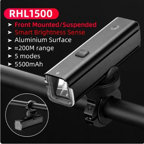 Bicycle Brake Light 1500LM 5500mAh IPX6 Aluminum Smart Brightness Sense Adjust
