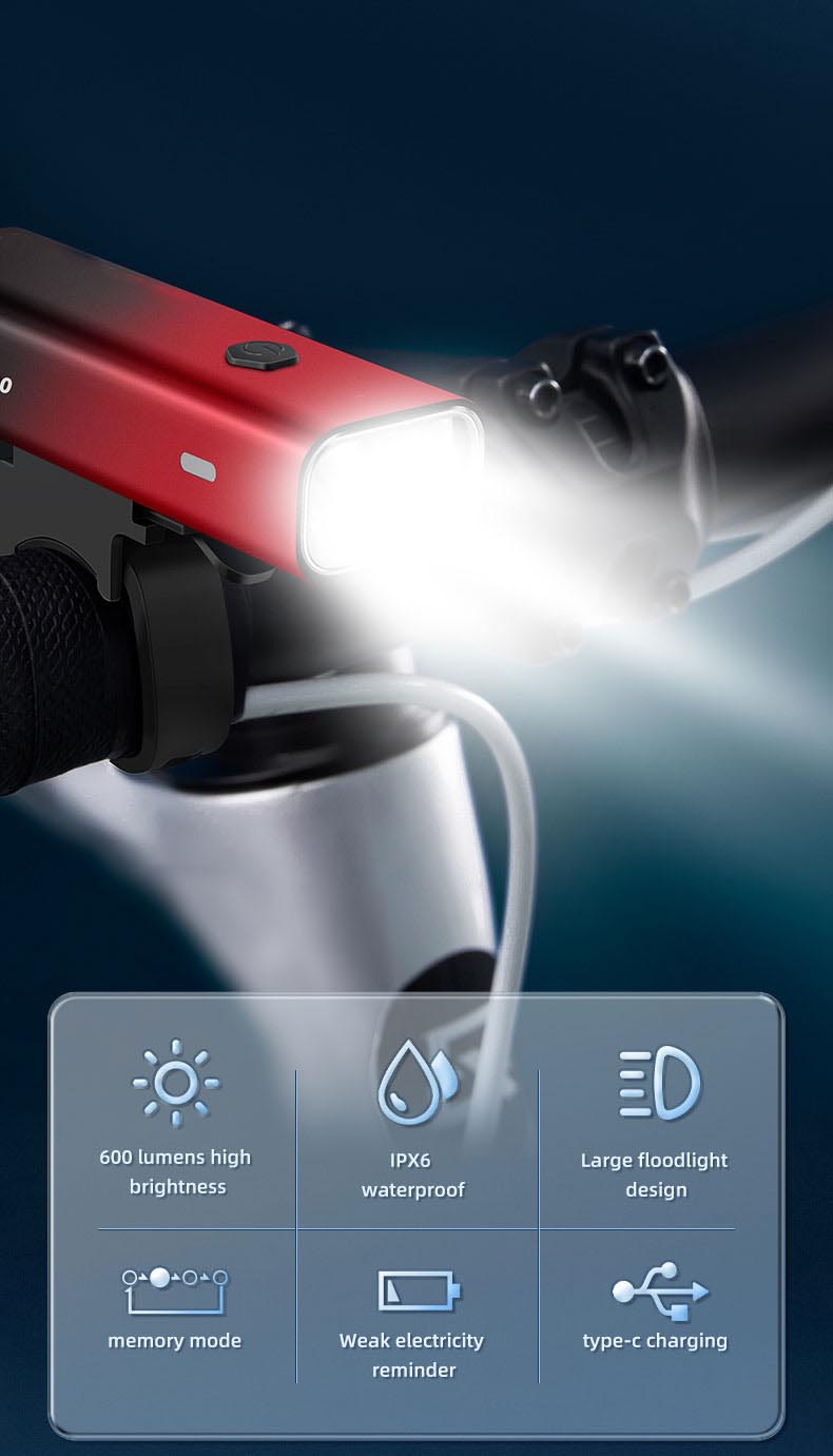 Bicycle Front Light Night Riding High Beam Flashlight USB Charging Rainproof - Bicycle Lights - 14