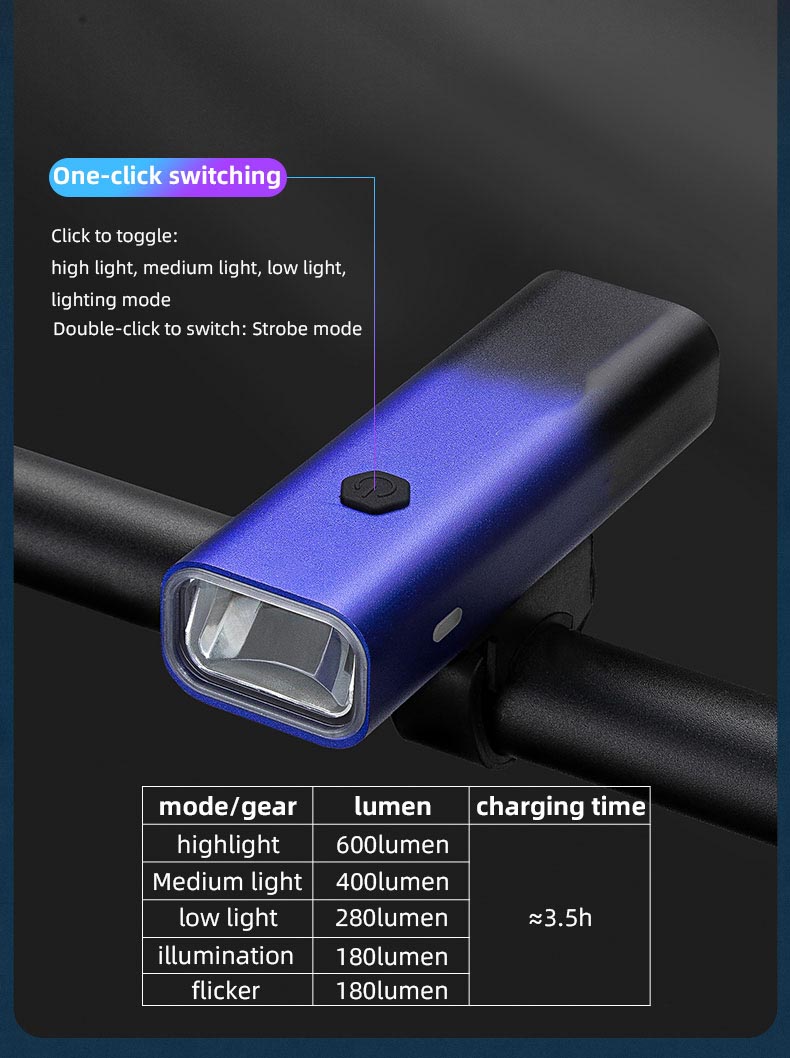 Bicycle Front Light Night Riding High Beam Flashlight USB Charging Rainproof - Bicycle Lights - 9