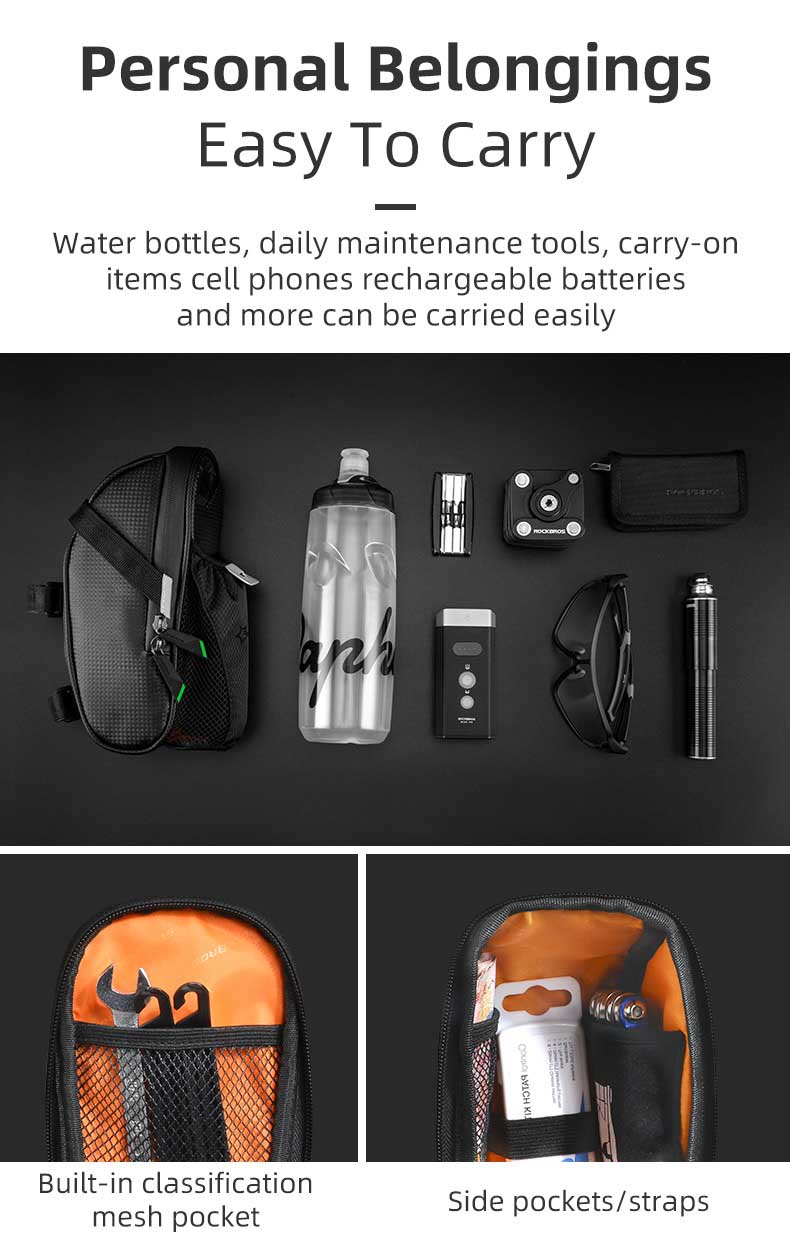 Bicycle Seat Bag With Water Bottle Pouch Waterproof Bike Bags Storage 1L - Bicycle Bag - 5