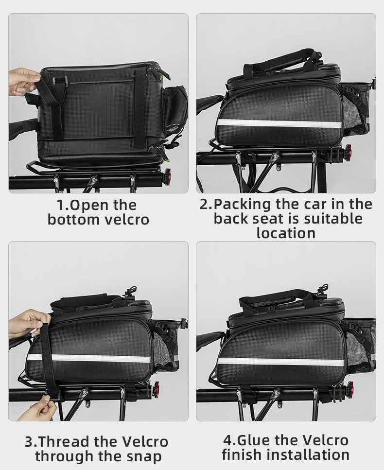 Bicycle Trunk Bag Waterproof Carbon Leather Bicycle Rear Seat Cargo Pack - Bag - 7