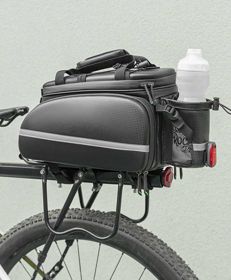 Bicycle Trunk Bag Waterproof Carbon Leather Bicycle Rear Seat Cargo Pack - Bag - 3
