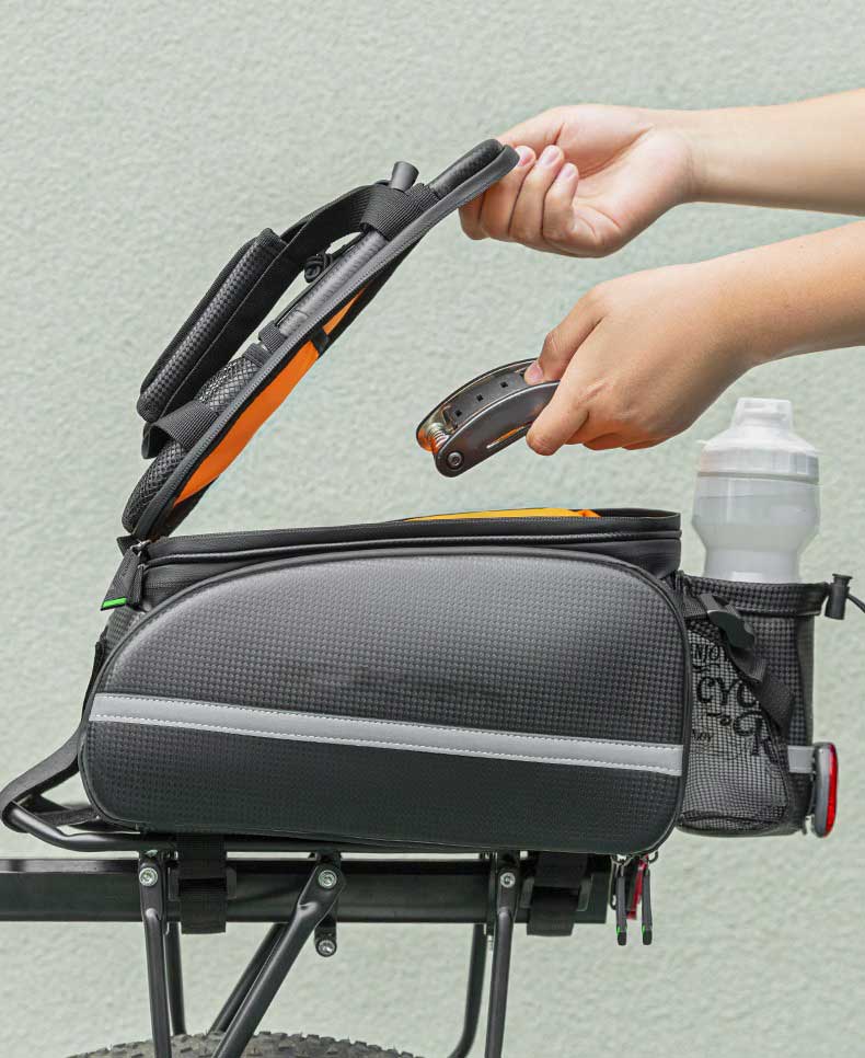 Bicycle Trunk Bag Waterproof Carbon Leather Bicycle Rear Seat Cargo Pack - Bag - 4
