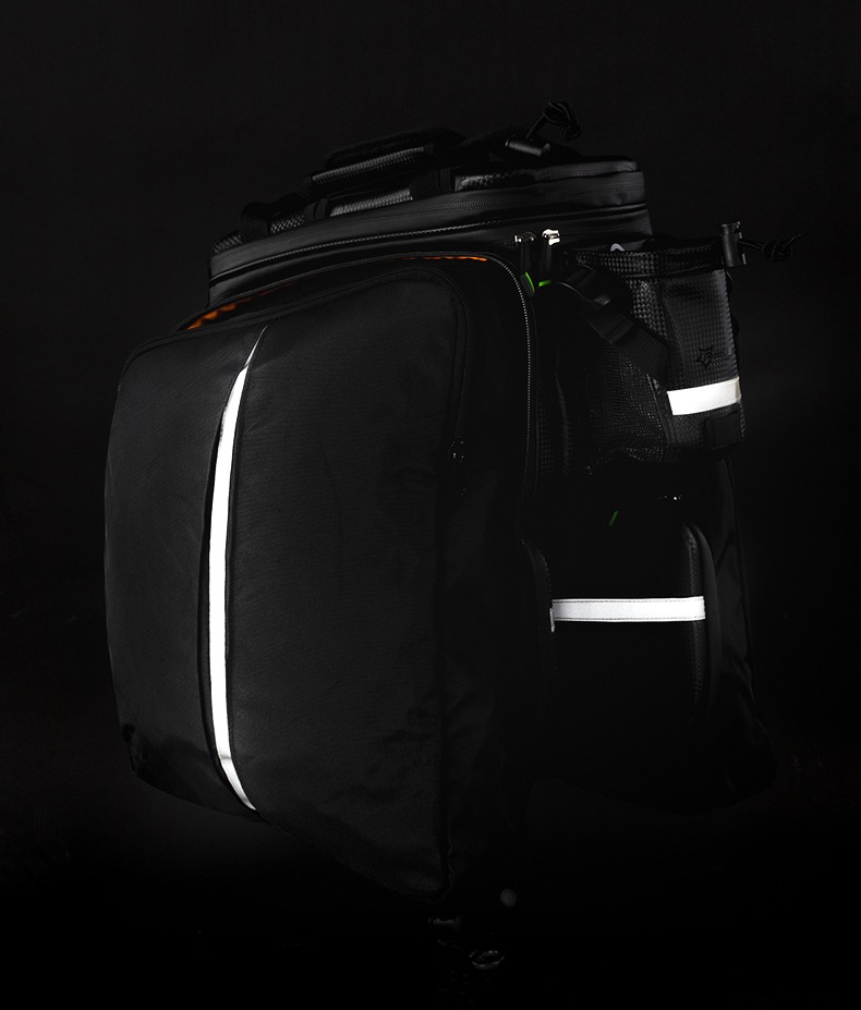Bicycle Trunk Bag Waterproof Carbon Leather Bicycle Rear Seat Cargo Pack - Bag - 8