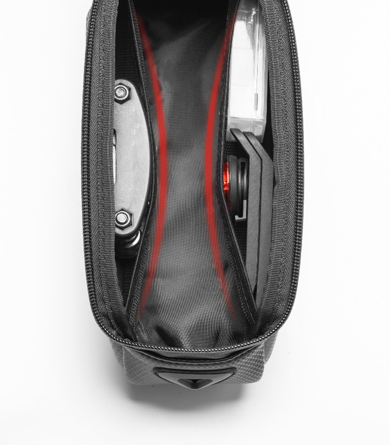 Borsa per bicicletta montata sulla borsa per telefono impermeabile sul tubo superiore