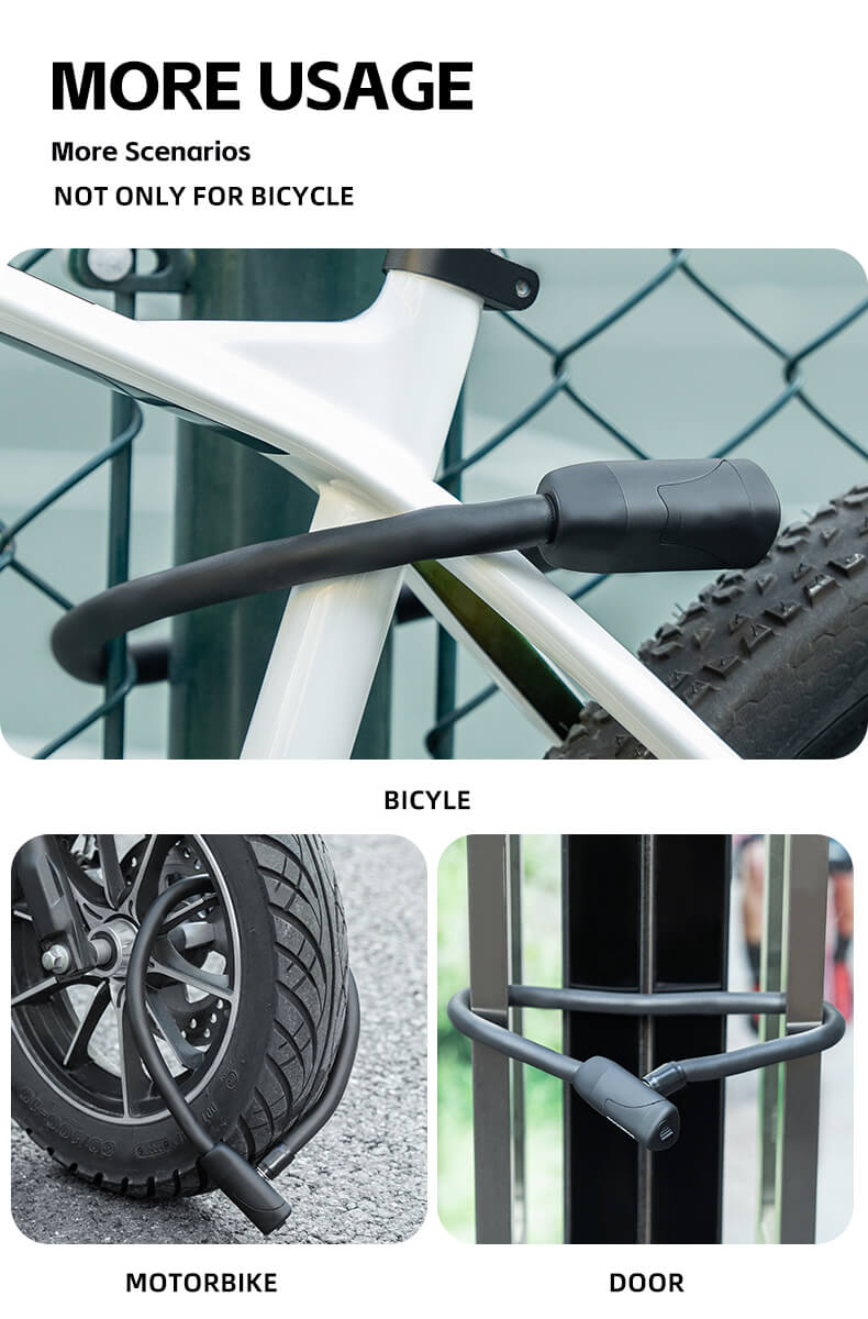 Bike Lock Cable Memory Anti Theft Bicycle Cable Lock Self Coiling Cable Lock with 2 Keys - Bike Lock - 8
