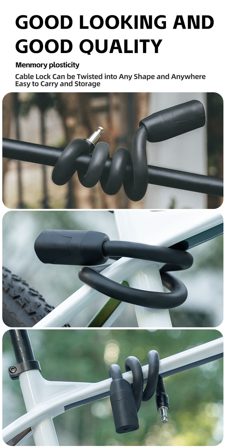 Bike Lock Cable Memory Anti Theft Bicycle Cable Lock Self Coiling Cable Lock mei 2 toetsen