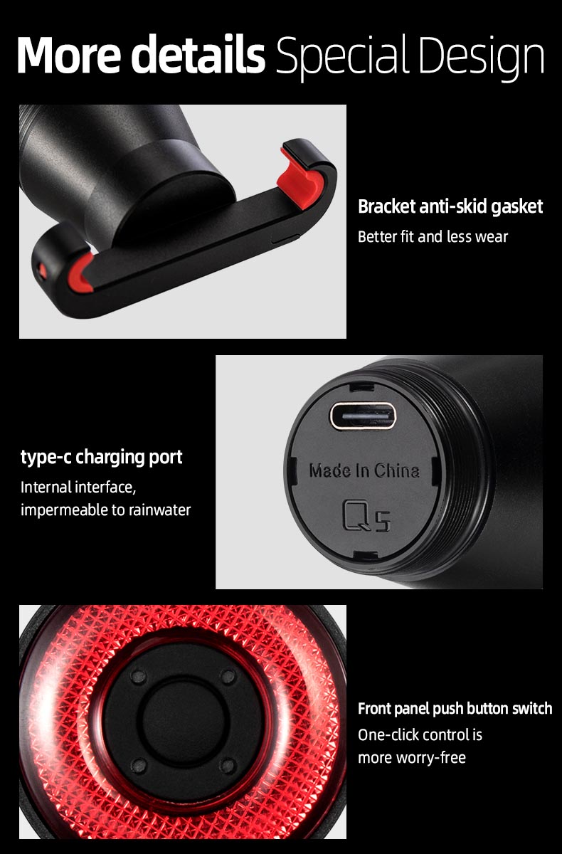 Bike Tail Light Smart Brake Sensing Bicycle Rear Light IPX6 Waterproof - Bicycle Lights - 14