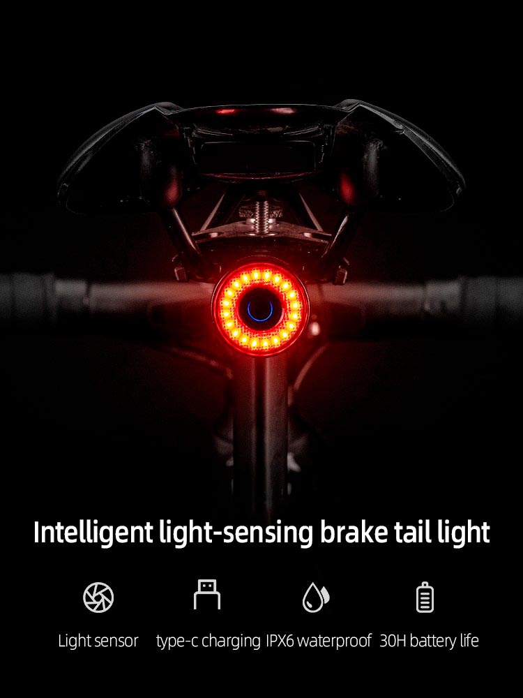 Bike Tail Light Smart Brake Sensing Bicycle Rear Light IPX6 Waterproof 