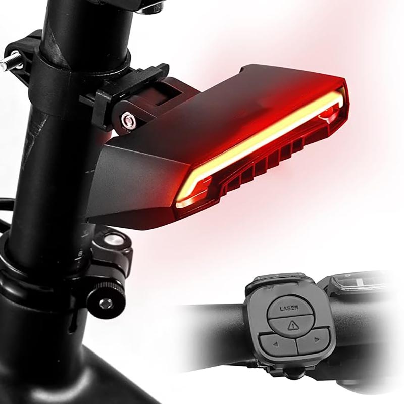 Bremžu velosipēda lukturis, uzlādējams USB brīdinājuma gaisma nakts braukšanas drošībai