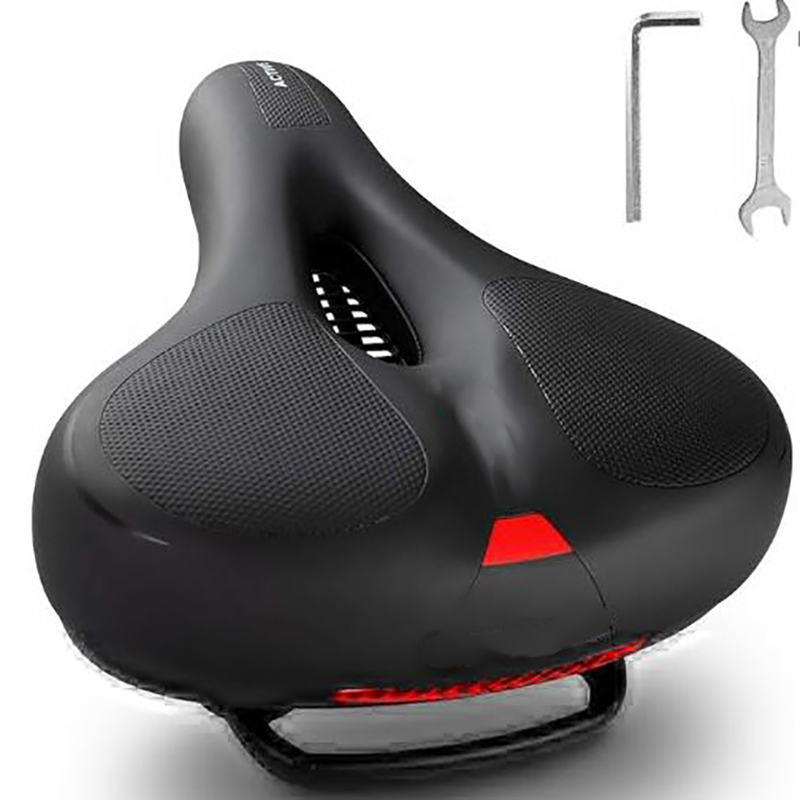 Comfortable Bike Seat for Men Soft Wide Bike Seat Cushion Dual Shock Absorbing with Reflective Strip