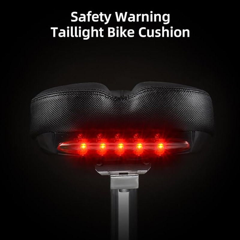 Bequemer Mountainbike-Sitz, mit Memory-Schaum gepolsterter Fahrradsitz mit LED-Rücklicht
