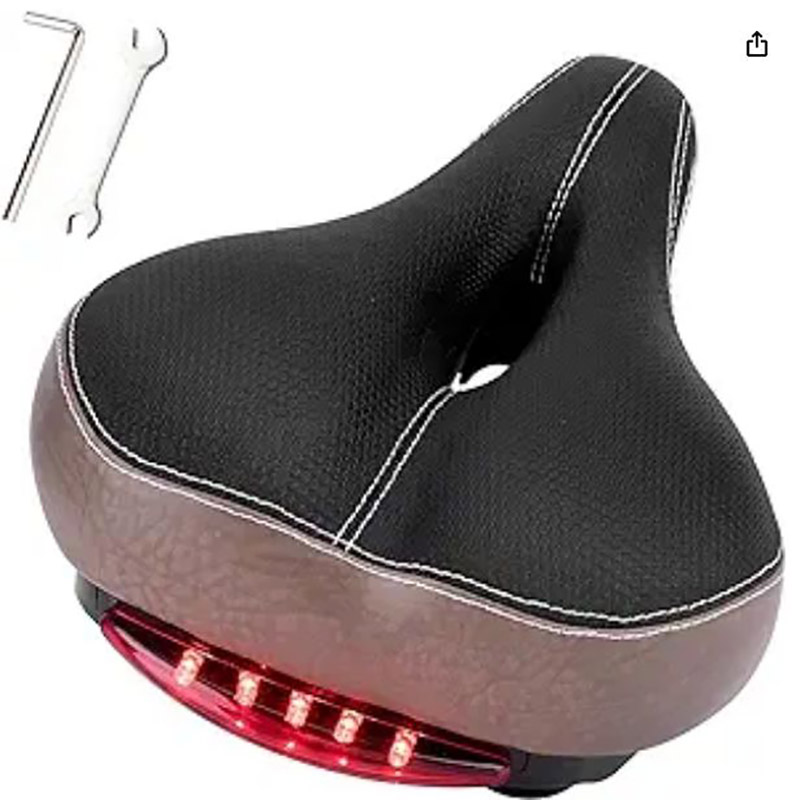 Cunfortu Sediu di Bicicletta di Montagna Sede di Bicicletta Imbottitu in Memory Foam cù Luce di Coda LED