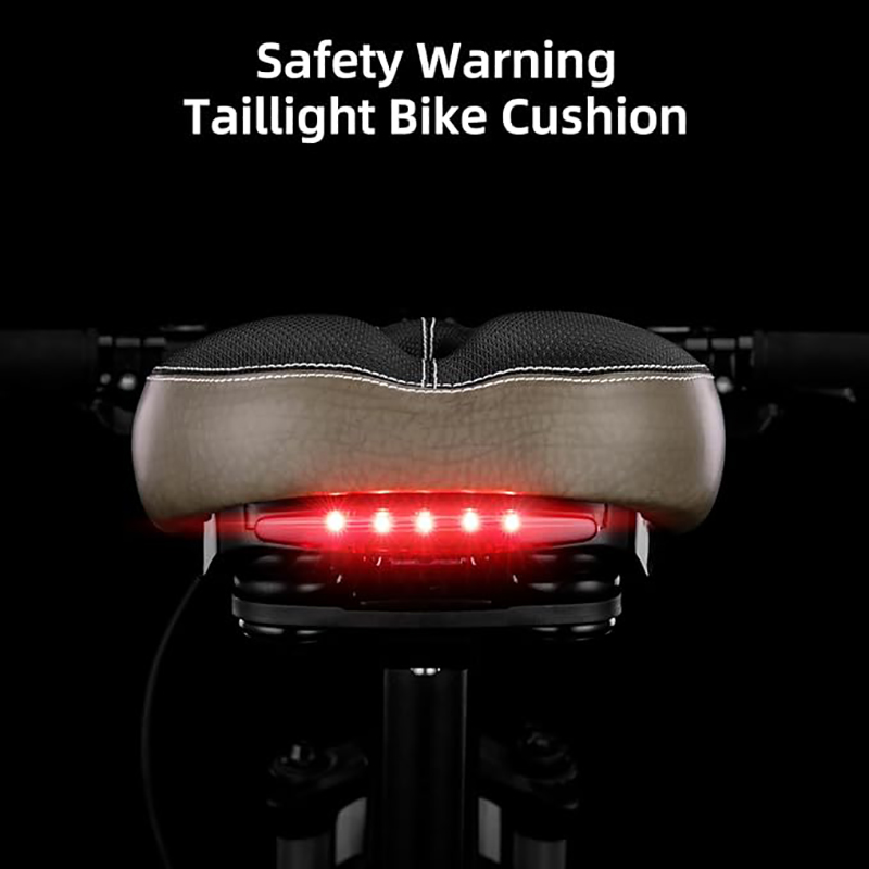 מושב אופניים נוח לאופניים עם קצף זיכרון מרופד עם תאורת LED