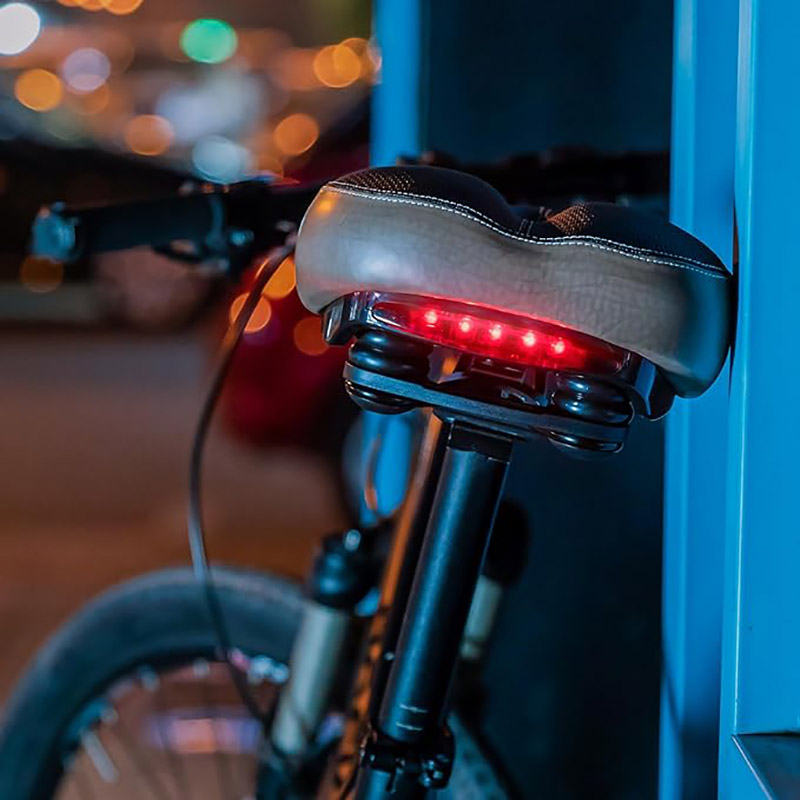 Άνετο κάθισμα ποδηλάτου βουνού Memory Foam με επένδυση για κάθισμα ποδηλάτου με πίσω φως LED