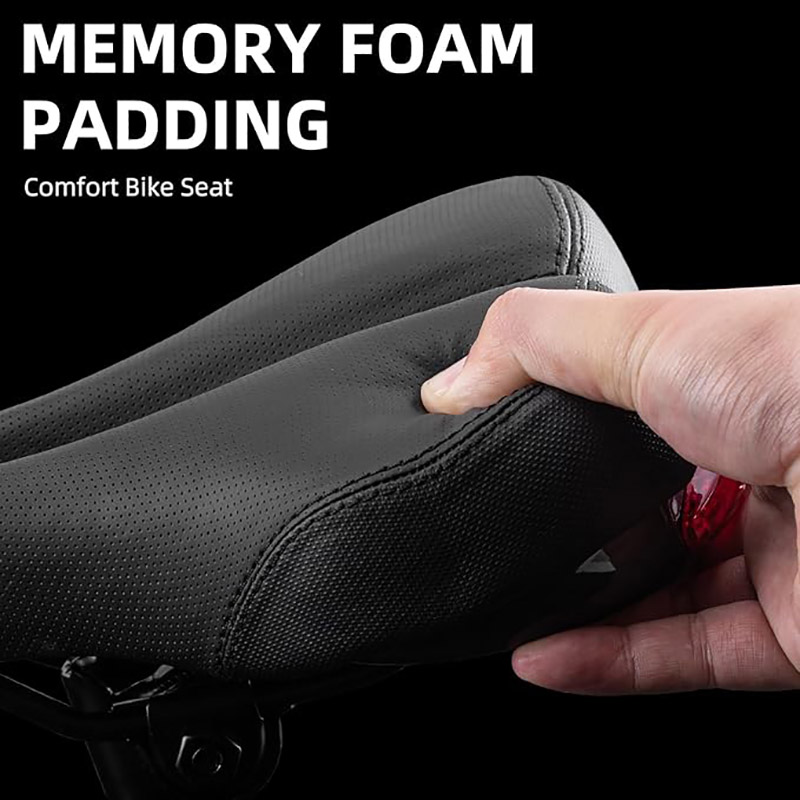 Komportable nga Mountain Bike Seat Memory Foam Padded Bicycle Seat nga adunay LED Tail Light