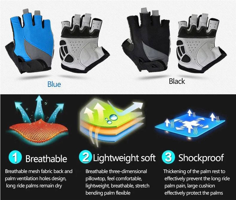 Cycling Gloves Non-Slip Breathable Mtb Summer Short Half Finger Sport Gloves - Glove - 9