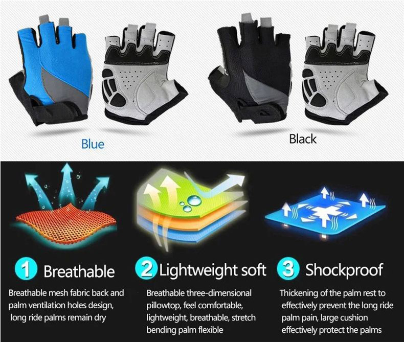 Велосипедні рукавички Нековзкі дихаючі літні короткі спортивні рукавички на півпальця