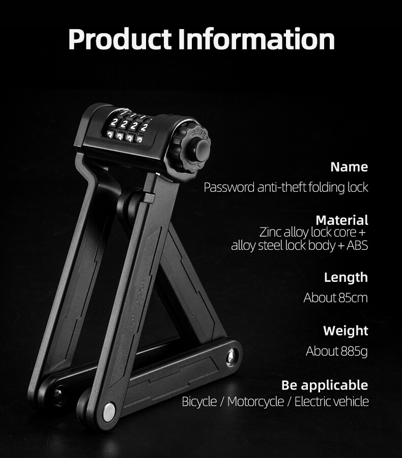 Folding Bike Lock Heavy Duty Anti Theft Bicycle Locks with Mounting Bracket 4-Digit - Bike Lock - 1