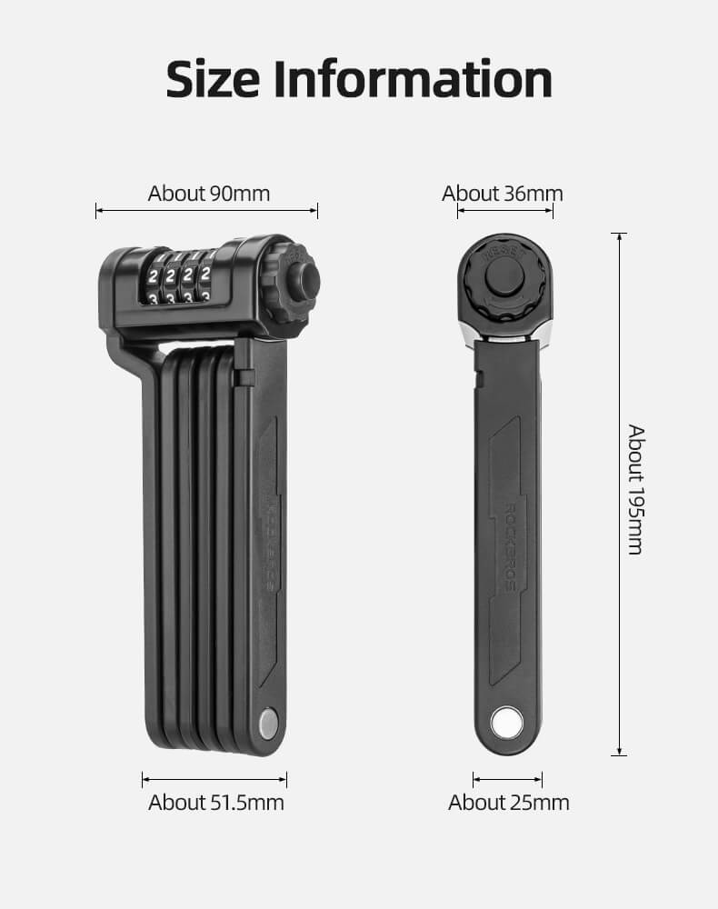Folding Bike Lock Heavy Duty Anti Theft Bicycle Locks with Mounting Bracket 4-Digit - Bike Lock - 7