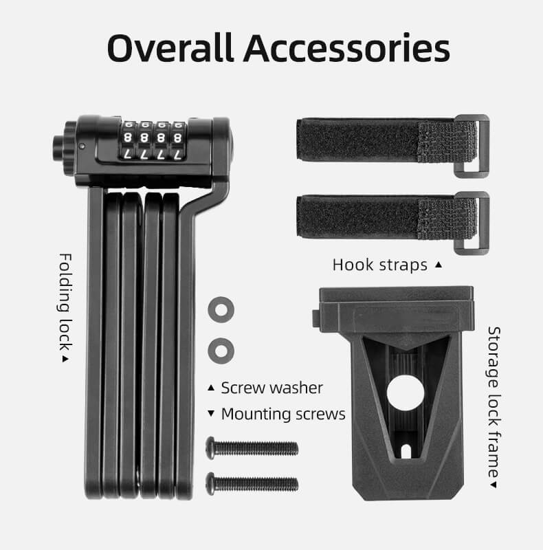 Folding Bike Lock Heavy Duty Anti Theft Bicycle Locks with Mounting Bracket 4-Digit - Bike Lock - 12