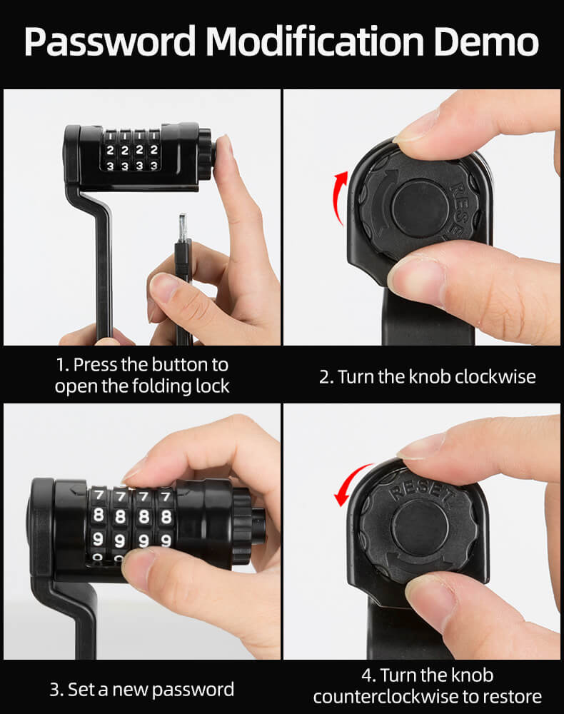 Folding Bike Lock Heavy Duty Anti Theft Bicycle Locks with Mounting Bracket 4-Digit - Bike Lock - 17