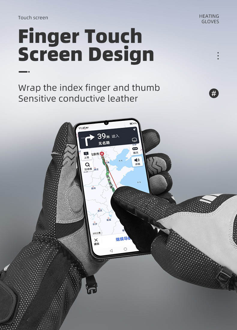 Heated Winter Cycling Gloves Rechargeable Touchscreen Functionality Gloves - Glove - 14