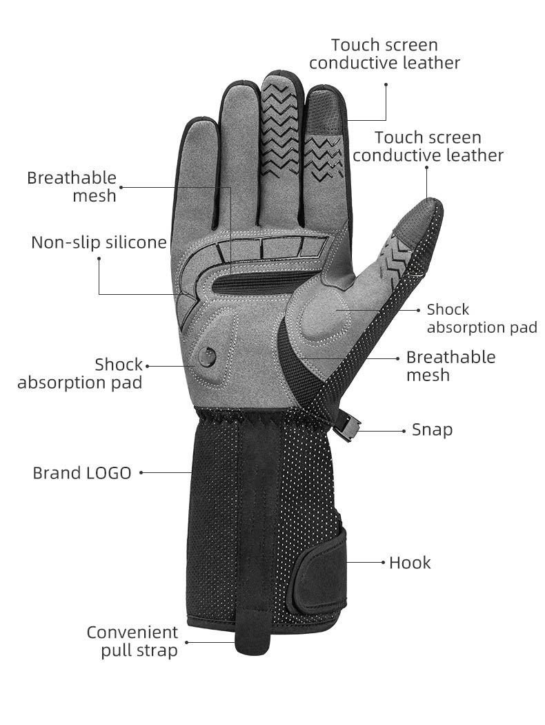Heated Winter Cycling Gloves Rechargeable Touchscreen Functionality Gloves - Glove - 8