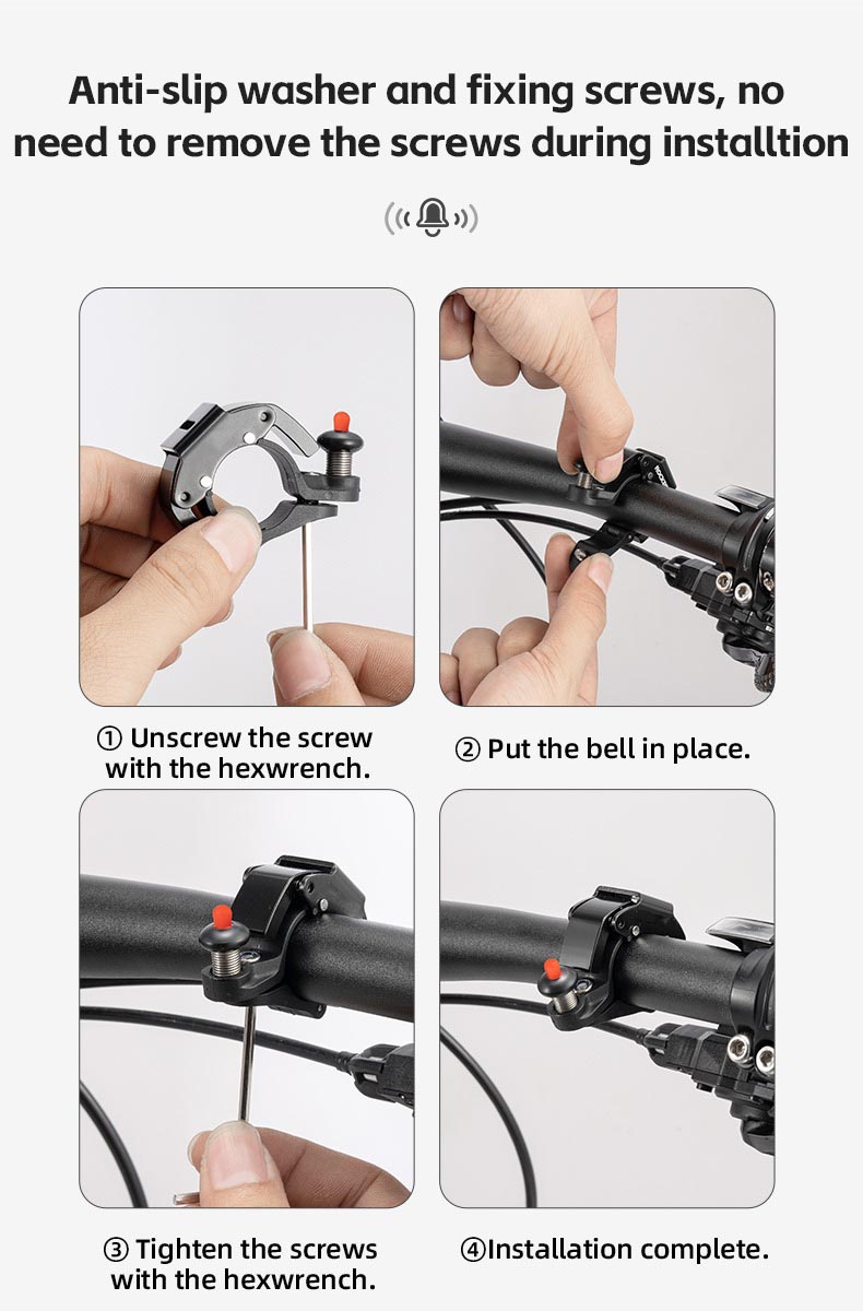Hidden MTB bike rack bell for 22.2mm Handlebars More Than 100db Clear Sound Ringer