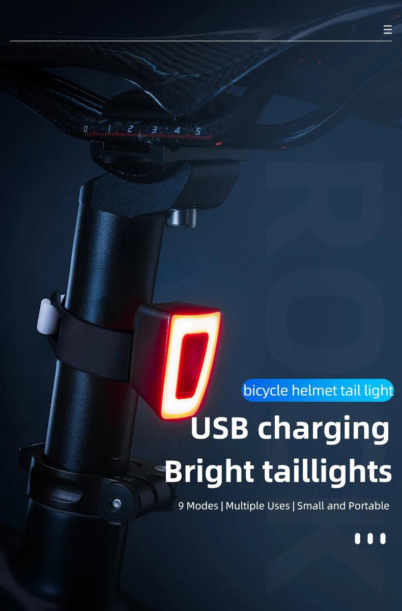 I-Led Bicycle Light I-USB Engangeni Manzi Ukukhanya Okushajekayo Kokuphepha Kwasebusuku Wokugibela