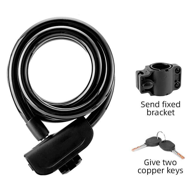 Memory Steel Bike Cable Lock Keychain Anti-Theft with Mounting Bracket 2 Secure Keys