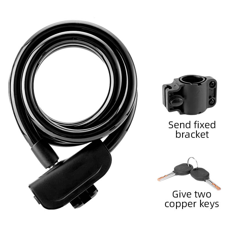 Memory Steel Bike Lock Cable Lock Móc khóa chống trộm có giá đỡ 2 chìa khóa an toàn