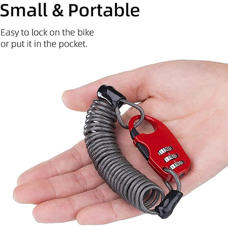 Mini Anti-Theft Bike Cable Lock Portable 3 Digit Resettable for Travel Luggage - Bike Lock - 3