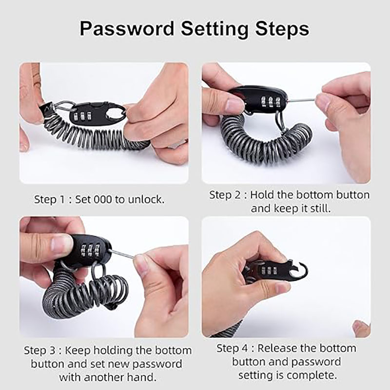 Mini Anti-Theft Bike Cable Lock Portable 3 Digit Resettable for Travel Luggage - Bike Lock - 5