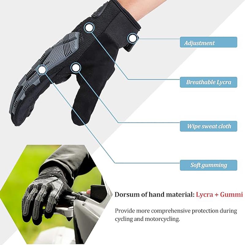 Motor Cycle Gloves with 6MM Gel Pad Touch Screen Knuckle Protection Gloves - Glove - 3